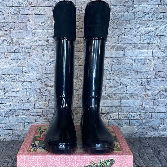 Tommy Hilfiger Shiner Rain Boots Womens Size 7 Knee High Black Rubber Boots - Picture 4 of 7